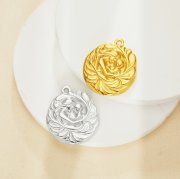 Mother and Baby Flower Pendant Charm,Stainless Steel Gold Plated Rose Flower Pendant,Simple Flower Pendant,DIY Pendant Supplies 1431534