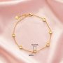 Six Stones 4MM Keepsake Breast Milk Resin Round Bezel Bracelet Settings,Solid Back Solid 14K 18K Gold Bracelet,DIY Bracelet Supplies 6.5''+2'' 1900344