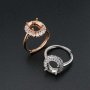 1Pcs 8x10MM Oval Bezel Pear Accents Halo Rose Gold Plated Solid 925 Sterling Silver Adjustable Prong Ring Settings Blank for Gemstone 1224036