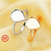 8x10MM Keepsake Breast Milk Resin Pear Ring Bezel Settings,Solid Back 925 Sterling Silver Rose Gold Plated Ring,High Bezel Stackable Ring,DIY Ring Supplies 1294672