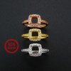 6MM Square Halo Prong Ring Settings Solid 925 Sterling Silver Rose Gold Plated DIY Adjustable Ring Bezel for Gemstone 1294217