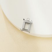 6x8MM Rectangle Prongs Bezel Pendant Settings With Loop,Stainless Steel Rectangle Pendant Charm,Minimalist Pendant,DIY Pendant Blank 1431460