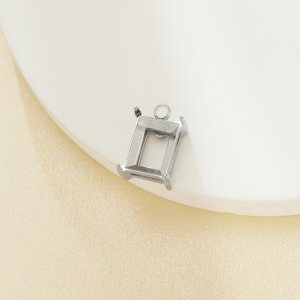 6x8MM Rectangle Prongs Bezel Pendant Settings With Loop,Stainless Steel Rectangle Pendant Charm,Minimalist Pendant,DIY Pendant Blank 1431460