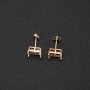 1Pair Multiple Size Prong Bezel Rose Gold Plated Solid 925 Sterling Silver Studs Earrings Blank Settings for Gemstone Moissanite 1706043