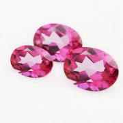 1Pcs Oval Faceted Hot Pink Topaz Nature October Birthstone DIY Loose Gemstone Supplies 4120139