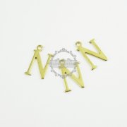 10pcs 15x10mm vintage kawaii metal alphabet letter N raw brass pendant charm packs assortment 1800074