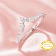 Curved Moissanite Stackable Ring,Solid 14K 18K Gold Ring,Vintage Styles Ring,Crown Stacker Ring,DIY Ring Supplies 1295003