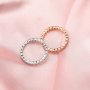 Dainty Moissanite Diamond April Birthstone Stackable Ring Wedding Engagement Full Band Antiqued Eternity Ring Rose Gold Plated Solid 925 Sterling Silver 1294257