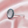 Keepsake Breast Milk Resin Oval Ring Settings,Solid Back 925 Sterling Silver Ring,Pave CZ Stone Ring,DIY Ring Supplies 1222088