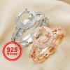 8MM Round Prong Ring Settings,Stackable Solid 925 Sterling Silver Ring,Rose Gold Plated Art Decor Bezel Band Stacker Ring Set,DIY Wedding Ring Supplies 1294507