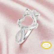 Heart Prong Ring Settings,Infinity Band Solid 14K 18K Gold Ring,Art Deco Bezel Ring Band,DIY Ring Supplies 1294705