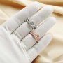 8MM Round Prong Ring Settings,Stackable Solid 925 Sterling Silver Ring,Rose Gold Plated Art Decor Bezel Band Stacker Ring Set,DIY Wedding Ring Supplies 1294507