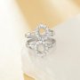 6x8MM Halo Oval Prongs Ring Settings,316L Stainless Steel Oval Ring Blank,Dainty Pave CZ Stone Oval Ring,DIY Ring Supplies For Gemstone 1222145