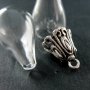 6pcs 20x24mm vintage style antiqued silver flower cap bail wish vial drop flat glass bottle pendant DIY supplies 1830061