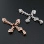 1Pcs 4x6MM Oval Prong Pendant Settings Cross Rose Gold Plated Solid 925 Sterling Silver Charm Bezel Tray DIY Supplies for Gemstone 1421144