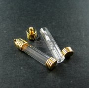 5pcs 6x27mm transparent tube glass bottle 3mm mouth 14K light gold plated bail perfume vial pendant wish charm DIY supplies 1850213