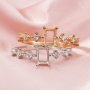 4x6MM Rectangle Prong Ring Setttings Memory Jewelry Solid 14K 18K Gold DIY Ring Blank Wedding Band with Moissanite 1294226-1