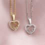 Keepsake Breast Milk Round Halo Heart Prong Pendant Settings Solid 14K Gold Necklace DIY Gemstone Bezel 1411293