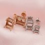 14K Solid Gold Rectangle Prongs Studs Earrings Settings for Faceted Gemstone DIY Supplies Findings 1706043-1
