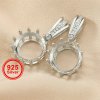 12MM Round Prong Pendant Blank Bezel Settings Simple Solid 925 Sterling Silver DIY Charm Supplies for Gemstone 1411300