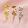 Keepsake Breast Milk 2x4MM Marquise Ring Settings Tree Branch Leaf Resin Solid 14K Gold DIY Ring Blank Band for Gemstone 1294332-1