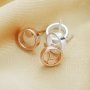 8MM Round Simple Studs Earrings,Full Moon Circle Solid 925 Sterling Silver Rose Gold Plated Earrings 1706101