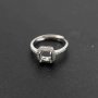 1Pcs 6-8MM Luxury Round Gems Cz Stone Prong Setting Solid 925 Sterling Silver Bezel Tray DIY Adjustable Ring 1214025