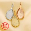 8x12MM Breast Milk Resin Pear Solid Back Pendant Bezel Settings,Solid 925 Sterling Silver Rose Gold Plated Pendant,DIY Memory Jewelry 1431164