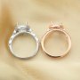 8MM Round Prong Ring Settings,Stackable Solid 925 Sterling Silver Ring,Rose Gold Plated Halo Bezel Band Stacker Ring Set,DIY Ring Set 1294506