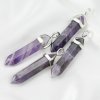 5Pcs 10x40mm Nature Amethyst Pillar Pendant Charm Stone Silver Plated Brass Bail DIY Jewelry Supplies 1800526