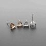 1Pair 5-6MM Triangle Solid 925 Sterling Silver Rose Gold Tone DIY Prong Studs Earrings Settings Bezel 1706022
