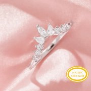 Curved Moissanite Stackable Ring,Solid 14K 18K Gold Ring,Dainty Stacker Ring,Stackable Ring,DIY Ring Supplies 1294994