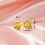 Keepsake Breast Milk Resin Ball Round Pin Cat Solid 14K 18K Gold Studs Earrings Settings for Half Drilled Pearl Bead,DIY Earring Supplies 1706226