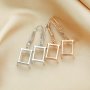 1Pair 8x10MM Rectangle Hook Earrings Settings Rose Gold Plated Solid 925 Sterling Silver Bezel DIY Supplies for Gemstone Jewelry 1706059