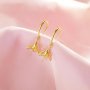 Keepsake Breast Milk Resin Ball Flower Pin Solid 14K 18K Gold Hoops Earrings Settings for Half Drilled Pearl Bead,DIY Earring Supplies 1705080