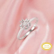 5 Stones 3MM Round Prong Ring Settings,Solid 14K 18K Gold Ring,Flower Round Ring,DIY Ring Supplies For Gemstone 1212136