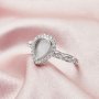 6x8MM Keepsake Breast Milk Resin Pear Bezel Ring Settings,Solid Back Solid 14K 18K Gold Ring,Pave Moissanite Stone Ring,DIY Ring Supplies 1294723