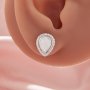 Keepsake Breast Milk Resin 6x8MM Pear Bezel Studs Earrings Blank Settings,Solid Back 14K 18K Gold Studs Earring,Pave Moissanite Earrings,DIY Earrings Supplies 1706212