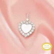 9MM Keepsake Breast Milk Resin Heart Bezel Pendant Settings,Solid 14K 18K Gold Pendant Charm,Moissanite Art Deco Pendant,DIY Pendant Supplies 1431503