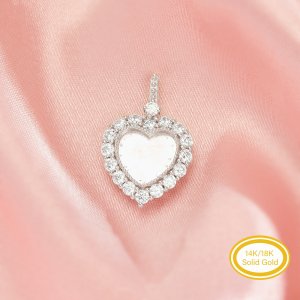 9MM Keepsake Breast Milk Resin Heart Bezel Pendant Settings,Solid 14K 18K Gold Pendant Charm,Moissanite Art Deco Pendant,DIY Pendant Supplies 1431503
