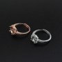 1Pcs 6-8MM Flower Round Prong Bezel Rose Gold Plated Solid 925 Sterling Silver Adjustable Ring Settings for Moissanite Gemstone DIY Supplies 1210051