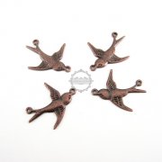 10pcs two loops 17x19MM vintage antiqued copper red brass swallow bird charm,pendant,antiqued brass stamping charm 1810125