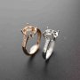 1Pcs Multiple Sizes Oval Simple Rose Gold Silver Gems Cz Stone Prong Bezel Solid 925 Sterling Silver Adjustable Ring Settings 1224011