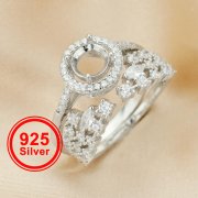 6MM Keepsake Breast Milk Resin Round Ring Settings,Stackable Solid 925 Sterling Silver Ring Set,Art Deco Stacker Ring Band,DIY Ring Set 1294485