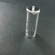 5pcs 40x15mm round glass tube bottle in silver bezel tray DIY wish vial pendant charm DIY supplies 1820169