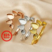 4x6MM Keepsake Breast Milk Resin Pear Ring Settings Solid Back 925 Sterling Silver Rose Gold Plated Stackable Ring Bezel Supplies 1294330