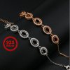 4x6MM Oval Prong Bracelet Settings Halo 5 Stones Rose Gold Plated Solid 925 Sterling Silver Bracelet Bezel with 6''+1.6'' Chain 1900265