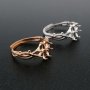 1Pcs 4MM Heart Prong Ring Settings Blank Adjustable 4 Stones Clover Rose Gold Plated Solid 925 Sterling Silver DIY Bezel for Gemstone 1294186