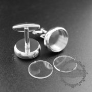 10Pcs 16MM Round Bezel 5MM Depth Silver Floating Cufflinks Tray With Glass 1500150-4
