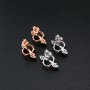 1Pair Oval Studs Earrings Settings Angel Wing Rose Gold Plated Solid 925 Sterling Silver Bezel DIY Supplies for Gemstone Jewelry 1706054